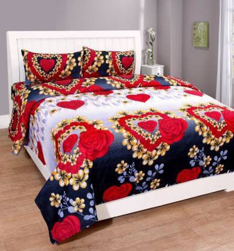 CHEVRON 160 TC Polycotton Double Floral Flat Bedsheet  (Pack of 1, Milticolor)