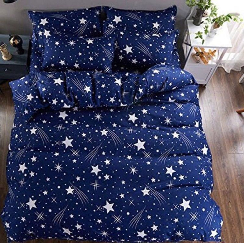 BALKO FAB 144 TC Polycotton Double 3D Printed Flat Bedsheet  (Pack of 1, Blue)