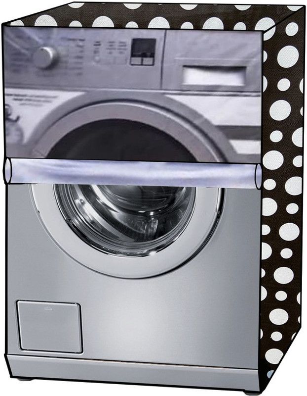 KVAR Front Loading Washing Machine Cover  (Width: 69 cm, Transparent, Black)