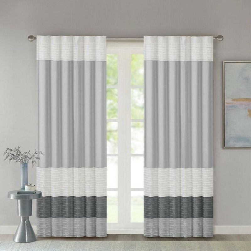 214 cm (7ft) Door Curtain  (Grey, Pack of 2)