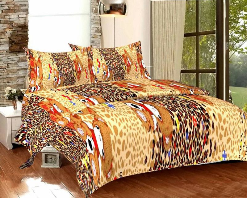 lavish enterprises 144 TC Cotton Double Printed Flat Bedsheet  (Pack of 1, Multicolor)