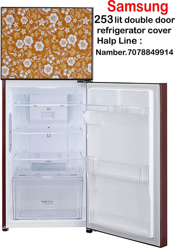 AAVYA UNIQUE FASHION Refrigerator Cover  (Width: 54.61 cm, White,Yellow)