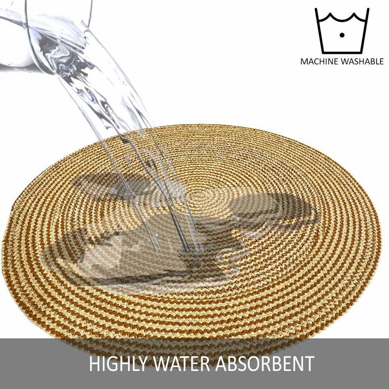 Viva Luxury Furnishings Round Pack of 6 Table Placemat  (Beige, PVC, Linen)