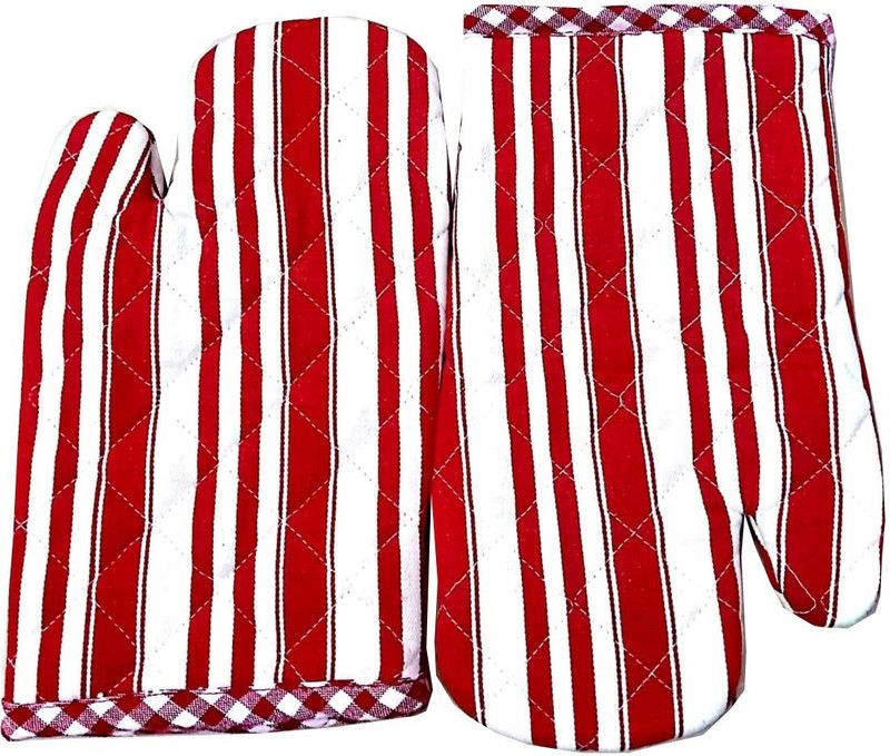 HOMEFLY Red, White Cotton Kitchen Linen Set  (Pack of 2)