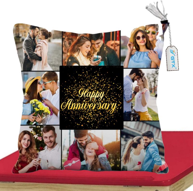 GTX Anniversary Gift Prited cushion with cover 40×40cm Microfibre Toons & Characters Cushion Pack of 1  (Multi colour)