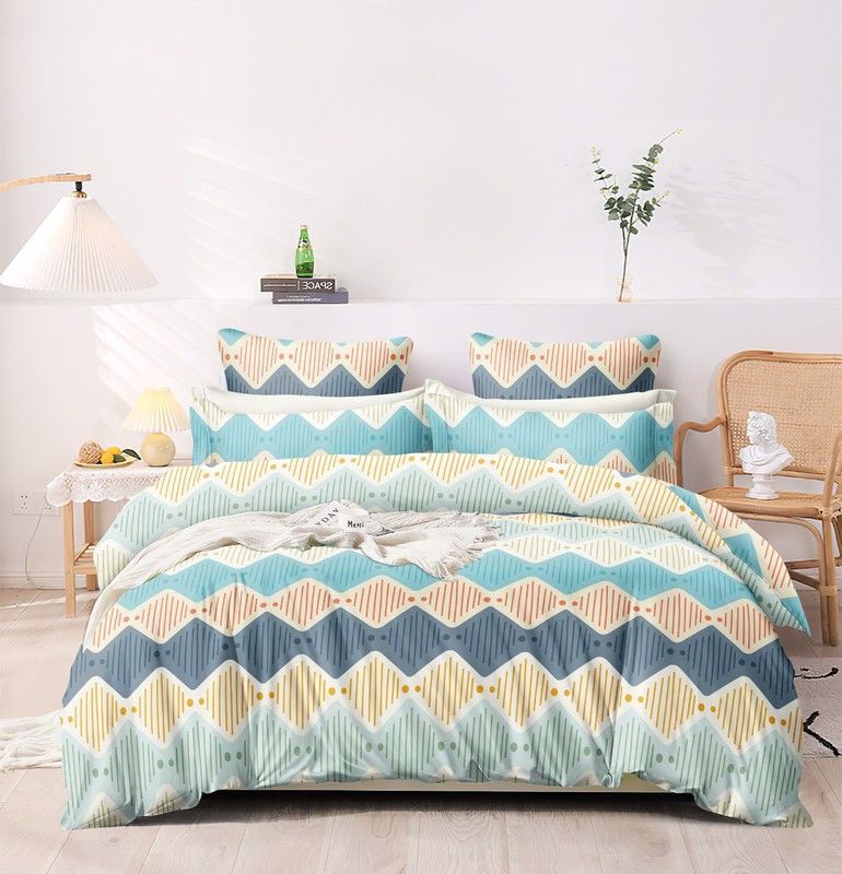 JIZZBYSTORE 210 TC Cotton King Printed Flat Bedsheet  (Pack of 1, Multicolor)