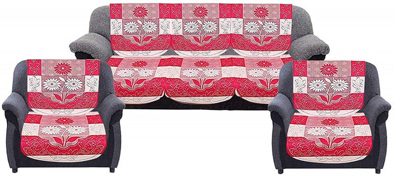 KUBER INDUSTRIES Cotton Floral Sofa Cover  (Pink Pack of 7)