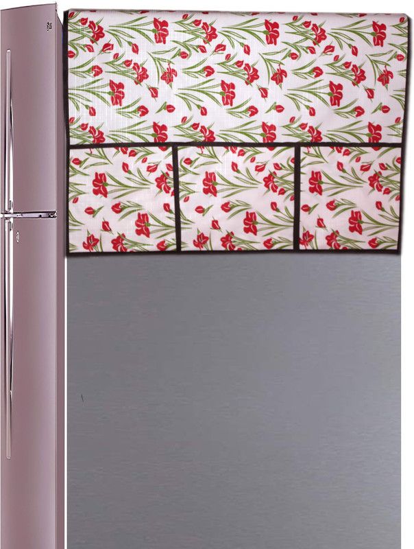 JM Homefurnishings Refrigerator Cover  (Width: 59 cm, Milano Red, Gray)