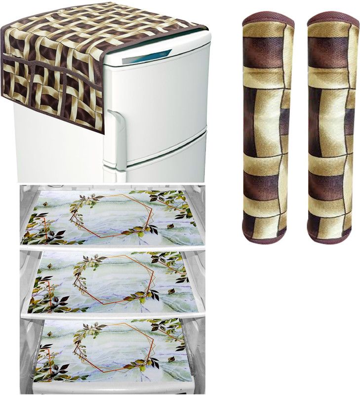 Groki Refrigerator Cover  (Width: 53 cm, Brown)