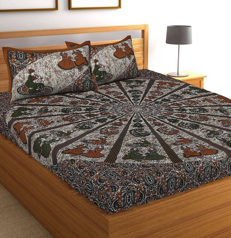 140 TC Cotton Double Jaipuri Prints Bedsheet  (Pack of 1, Multicolor)