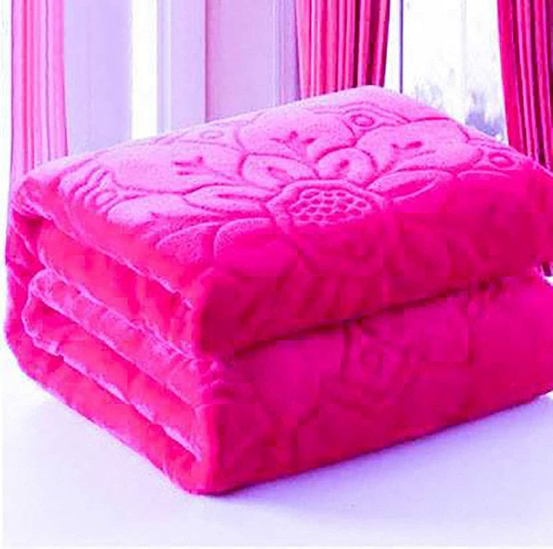 SQRJOY Floral Double Mink Blanket for Heavy Winter  (Microfiber, Pink)