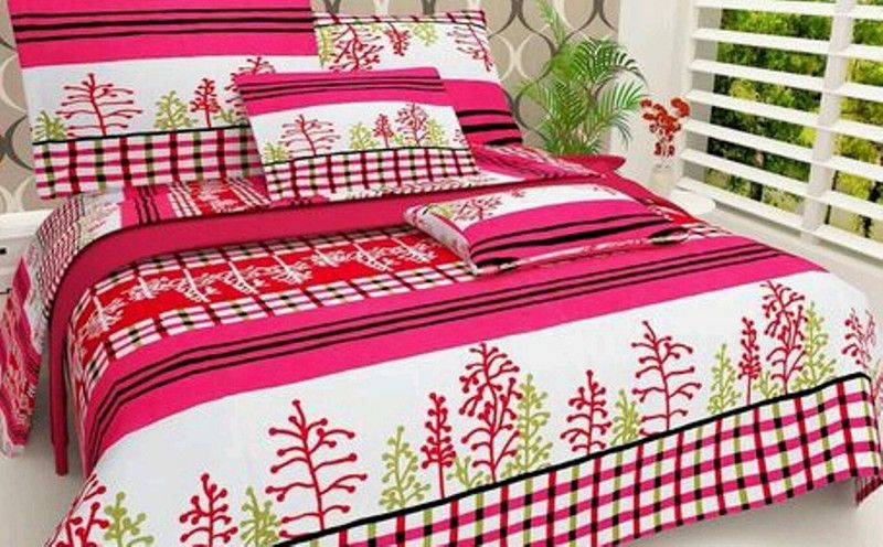BELLAGENCE 140 TC Polycotton Queen 3D Printed Flat Bedsheet  (Pack of 1, MULTY)