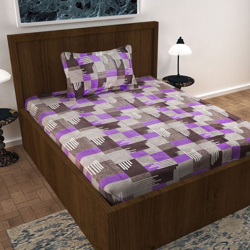 My CityStore 140 TC Cotton Single Abstract Flat Bedsheet  (Pack of 1, Multicolor)