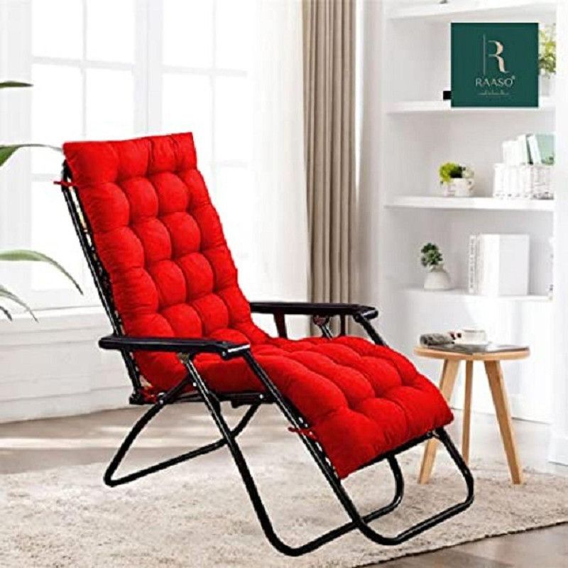 Febriva Cotton Soft Seat Cushion Long Chair Sitting Chair Pads for Rocking Chairs Cotton Solid Chair Pad Pack of 1  (Red)