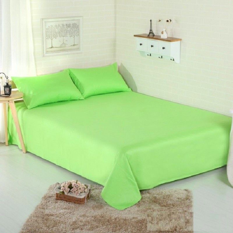 Glocera 210 TC Cotton Double Solid Flat Bedsheet  (Pack of 1, Green)