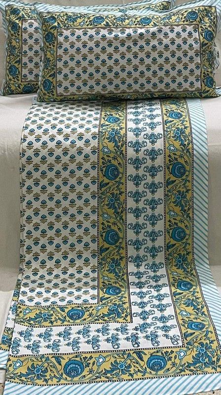 S Creation 144 TC Cotton Double Floral Flat Bedsheet  (Pack of 1, Multicolor5)