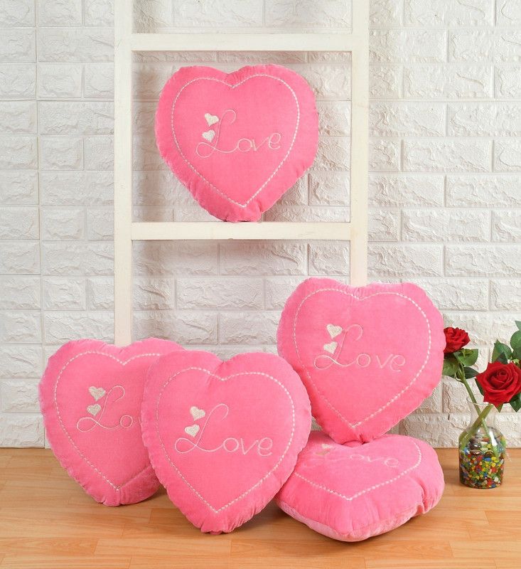 RIFTREE Microfibre Floral Cushion Pack of 5  (Pink)