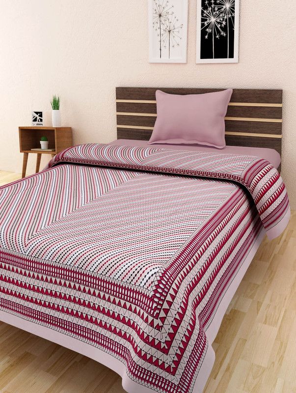 Bombay Spreads Cotton Single Printed Flat Bedsheet  (Brown)
