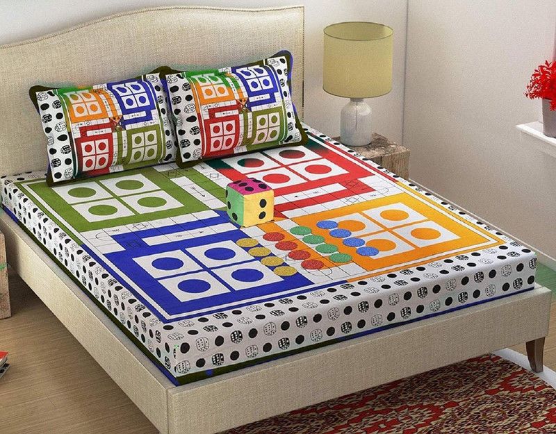 PRODUCTSCK 220 TC Microfiber Double Abstract Flat Bedsheet  (Pack of 1, Multicolor)