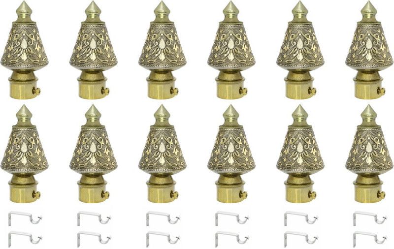 Inkart Gold Curtain Knobs, Rod Rail Bracket Metal  (Pack of 12)