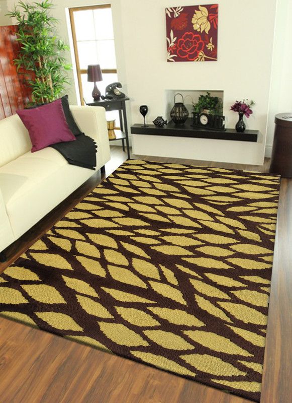 FURNISHINGLAND Brown, Yellow Polyester Area Rug  (91 cm, X 153 cm, Rectangle)