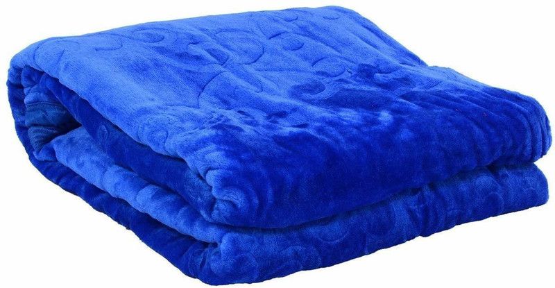 J SHREE Floral Single Quilt for Heavy Winter  (Poly Cotton, Blue)