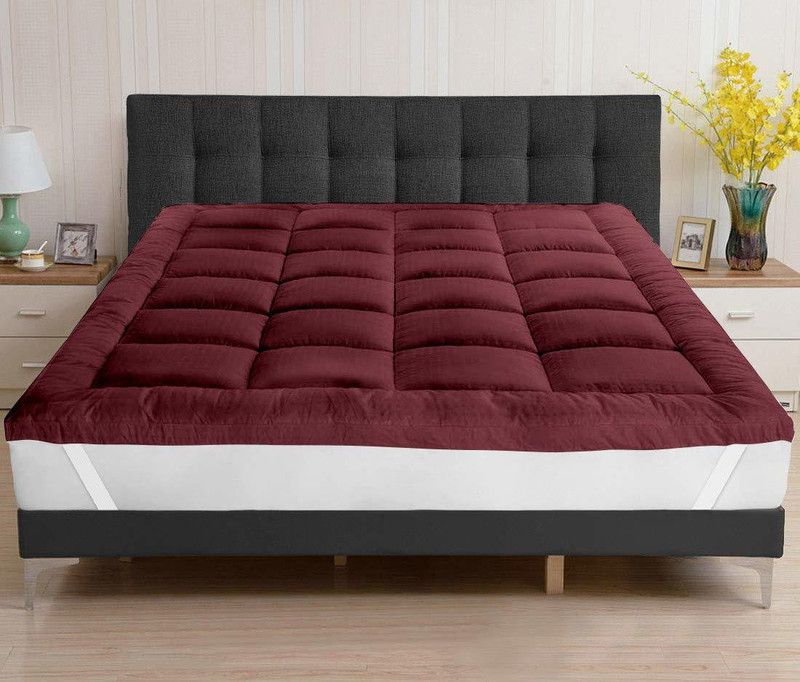 Beta Divine Mattress Topper Double Size Mattress Cover  (Maroon)