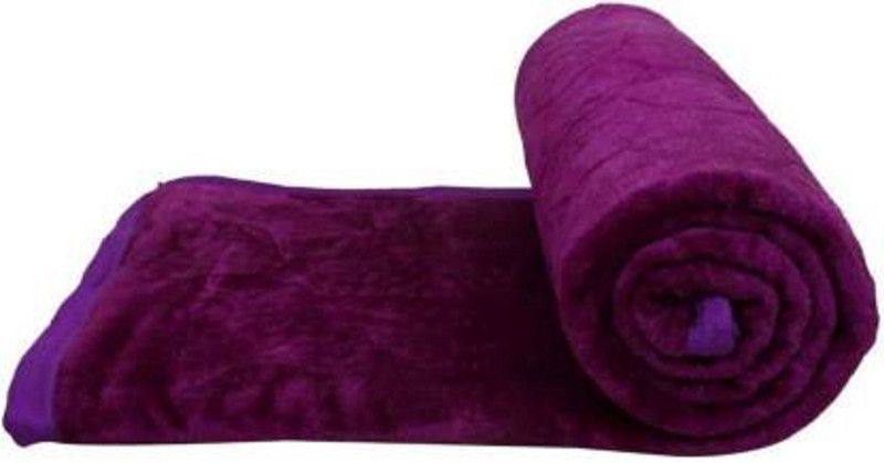 GKM Self Design Single Mink Blanket for Heavy Winter  (Polyester, Purple)