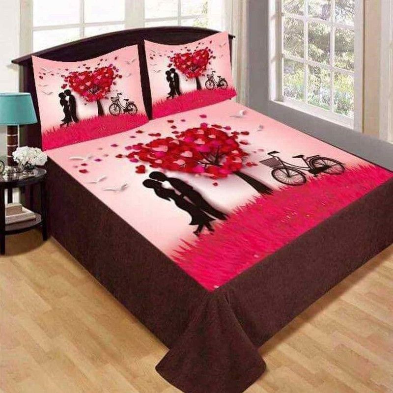 Navrang Matching Center 300 TC Polyester Double Floral Flat Bedsheet  (Pack of 1, Multicolor)