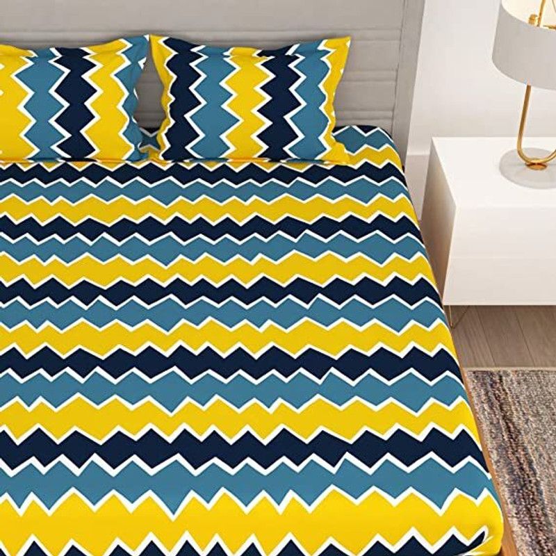 Ikrit enterprises 180 TC Cotton Double Printed Flat Bedsheet  (Pack of 1, Multicolor)