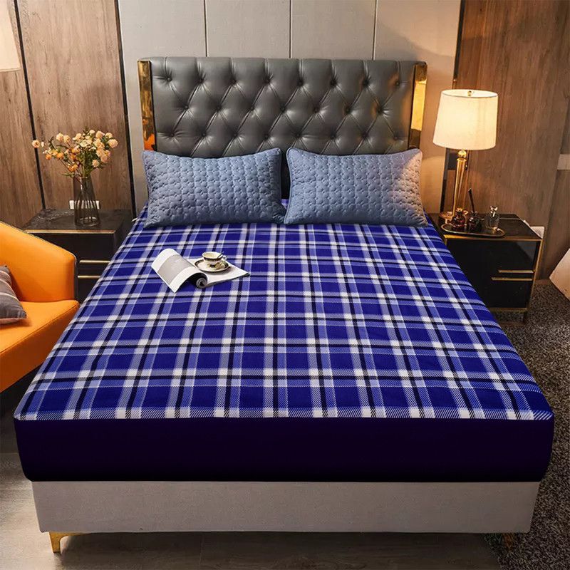 Dream Care Fitted King Size Waterproof Mattress Cover  (Blue, Black)