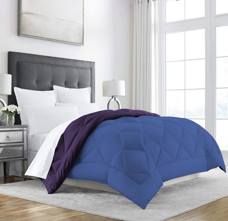 Jaipurlinen Solid Double Comforter for Heavy Winter  (Polyester, Purple : Dark Blue)