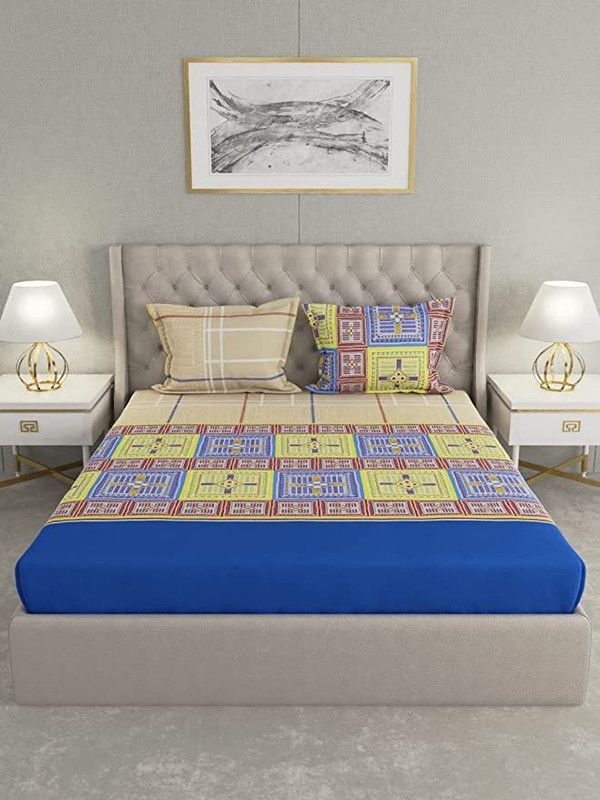 Raymond Home 200 TC Cotton Double Printed Flat Bedsheet  (Pack of 1, Multicolor)