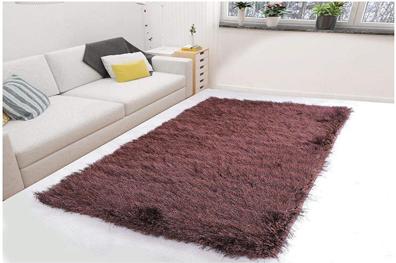 RM Handloom Brown Polyester Carpet  (152.4 cm, X 213.36 cm, Rectangle)