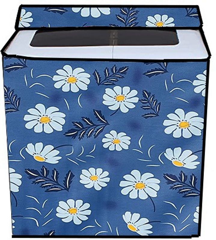 JM Homefurnishings Semi-Automatic Washing Machine Cover  (Width: 97 cm, Grey, White)
