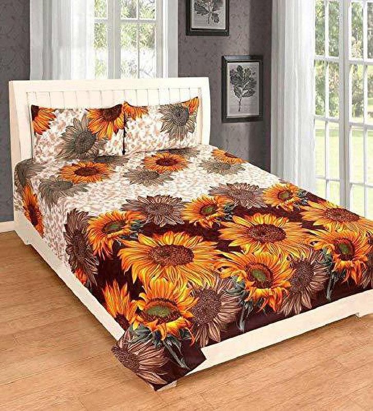 JK Creation 172 TC Polycotton Double 3D Printed Flat Bedsheet  (Pack of 1, Multicolor)