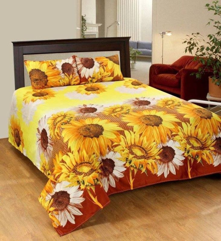 Anticca 120 TC Polycotton Double Floral Flat Bedsheet  (Pack of 1, Multicolor)