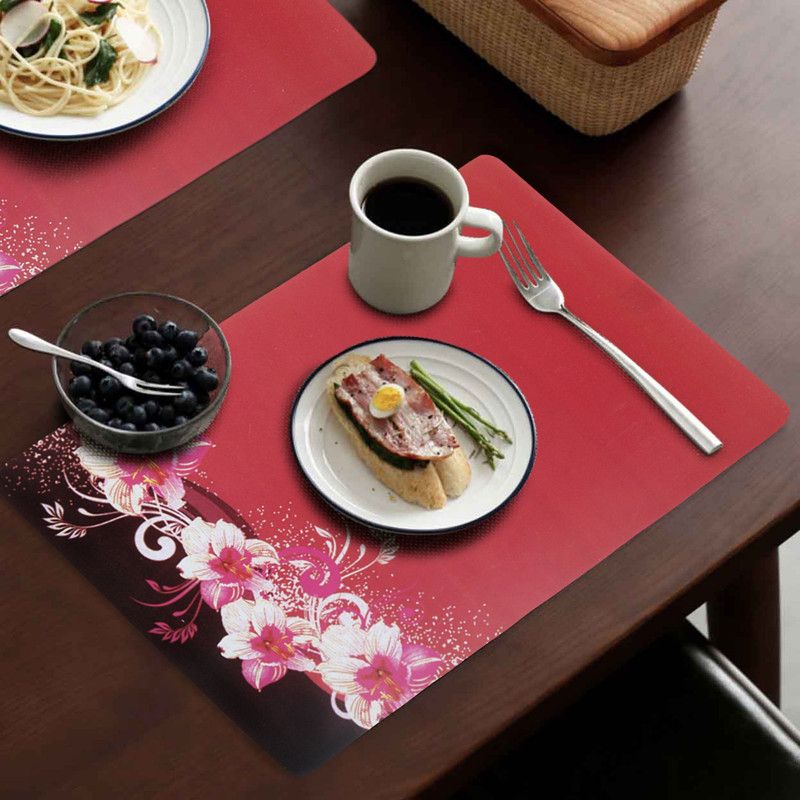 E-Retailer Rectangular Pack of 6 Table Placemat  (Red, PVC)