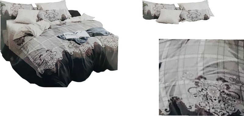 KHC R DECOR 200 TC Cotton King Printed Flat Bedsheet  (Pack of 3, Multicolor)
