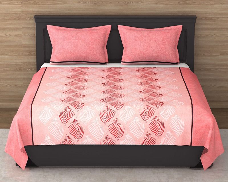 Varde 144 TC Cotton King Printed Flat Bedsheet  (Pack of 1, Pink)