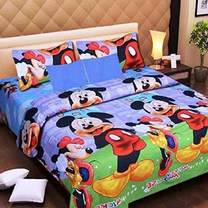 AMVY Creation 144 TC Polycotton Queen Cartoon Flat Bedsheet  (Pack of 1, Multicolor)