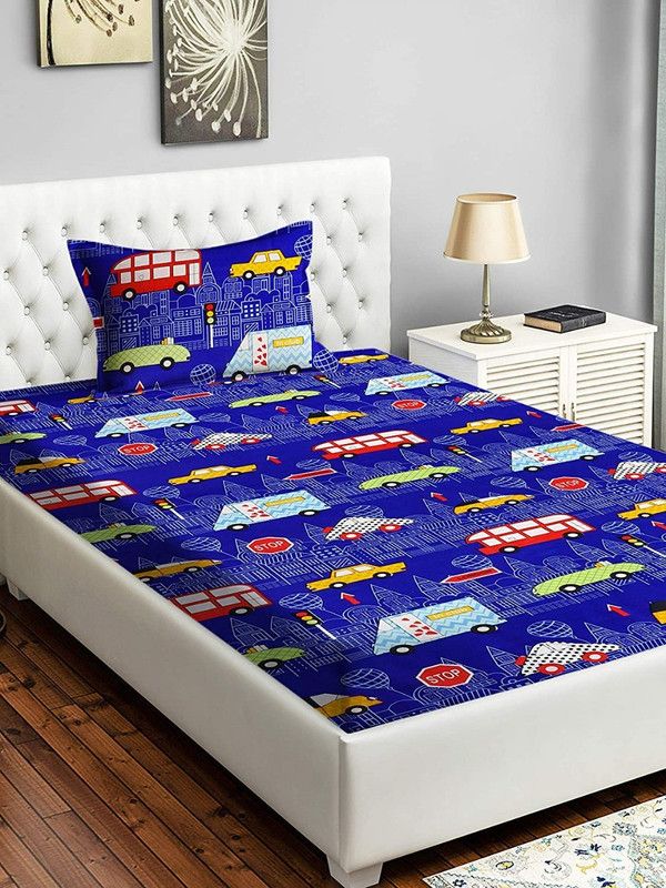 EISMOURAH 140 TC Microfiber Single Cartoon Flat Bedsheet  (Pack of 1, Multicolor)
