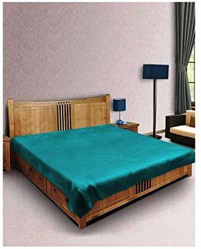 H.A.M Fab 251 TC Polyester Double Self Design Flat Bedsheet  (Pack of 1, Green)