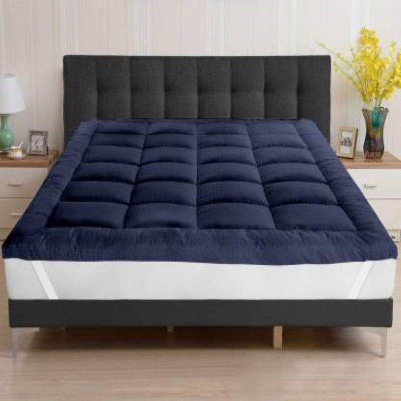 Jaipurlinen Mattress Topper Single Size Mattress Cover  (Blue)