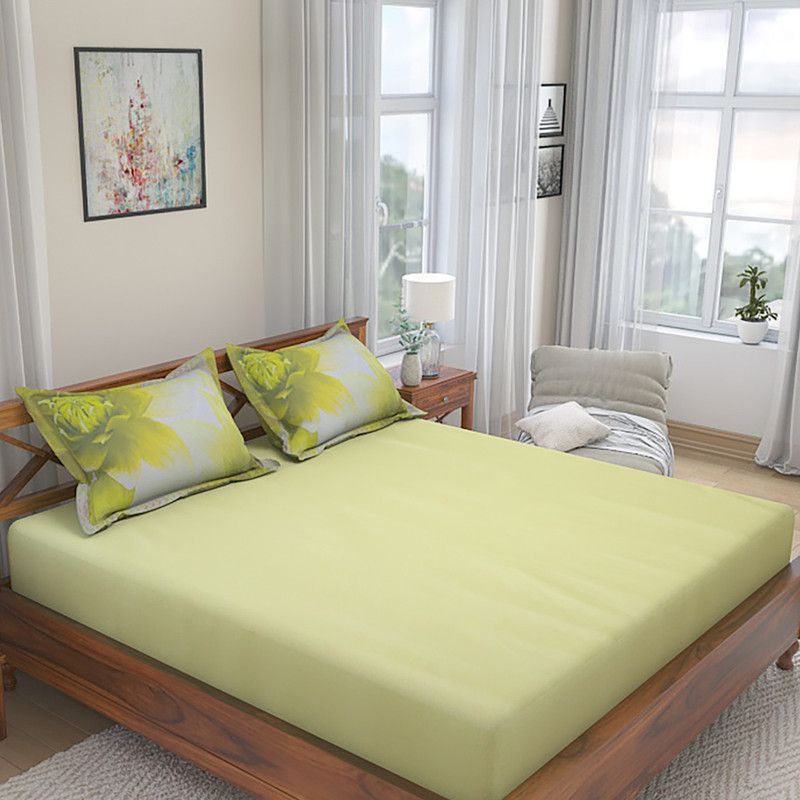 Flipkart Perfect Homes 210 TC Cotton King Solid Flat Bedsheet  (Pack of 1, Light Yellow)