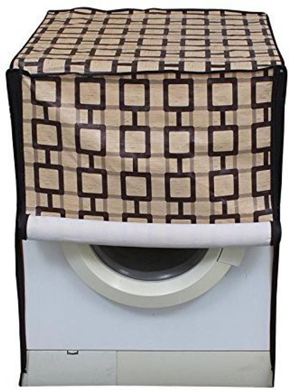 KingMatters Front Loading Washing Machine Cover  (Width: 61 cm, Beige, Black)
