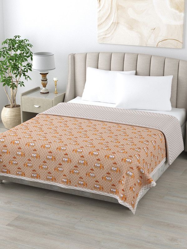 Home Fresh 3D Printed Double Dohar for AC Room  (Cotton, Brown)