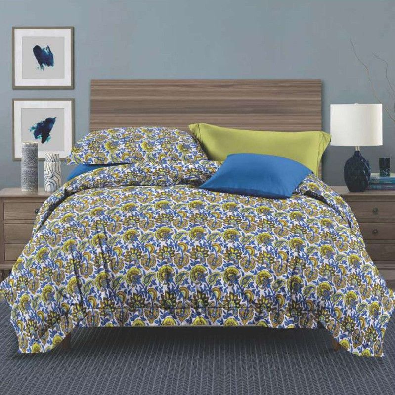 Home Fresh 120 TC Cotton Single Floral Flat Bedsheet  (Pack of 1, Green)