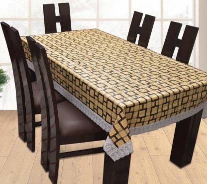 ZITIN Checkered 6 Seater Table Cover  (Yellow, PVC)
