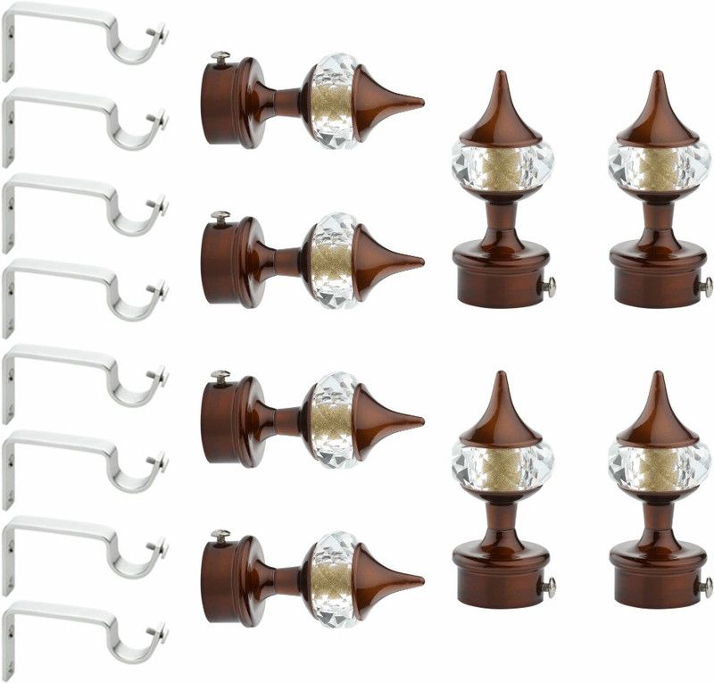 KARIYA Brown Rod Rail Bracket, Curtain Knobs Metal  (Pack of 16)